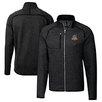 Men's Cutter & Buck Heather Charcoal Toledo Mud Hens Big Tall Mainsail Sweater-Knit Full-Zip Jacket
