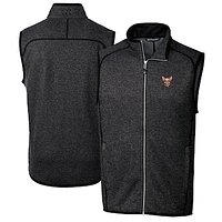 Men's Cutter & Buck Heather Charcoal El Paso Chihuahuas Big Tall Mainsail Sweater-Knit Full-Zip Vest