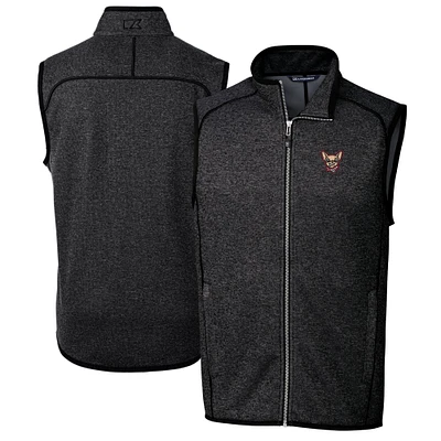 Men's Cutter & Buck Heather Charcoal El Paso Chihuahuas Big Tall Mainsail Sweater-Knit Full-Zip Vest