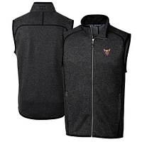 Men's Cutter & Buck Heather Charcoal El Paso Chihuahuas Big Tall Mainsail Sweater-Knit Full-Zip Vest