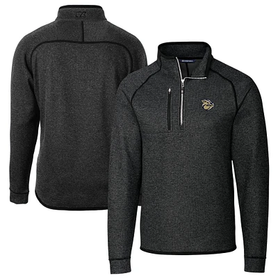 Men's Cutter & Buck Heather Charcoal Lehigh Valley IronPigs Big Tall Mainsail Sweater-Knit Half-Zip Pullover Jacket