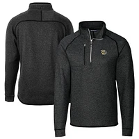 Men's Cutter & Buck Heather Charcoal Lehigh Valley IronPigs Big Tall Mainsail Sweater-Knit Half-Zip Pullover Jacket