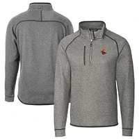 Men's Cutter & Buck Heather Gray Fresno Grizzlies Big Tall Mainsail Sweater-Knit Half-Zip Pullover Jacket