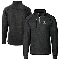 Men's Cutter & Buck Heather Charcoal Frisco RoughRiders Big Tall Mainsail Sweater-Knit Half-Zip Pullover Jacket