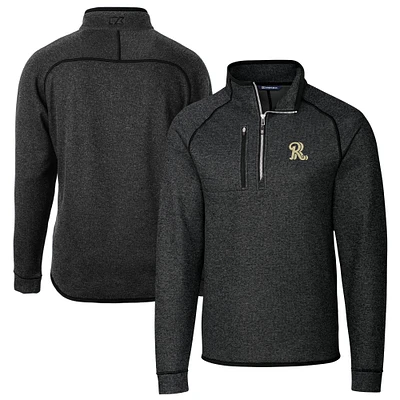 Men's Cutter & Buck Heather Charcoal Frisco RoughRiders Big Tall Mainsail Sweater-Knit Half-Zip Pullover Jacket