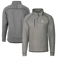 Men's Cutter & Buck Heather Gray Frisco RoughRiders Big Tall Mainsail Sweater-Knit Half-Zip Pullover Jacket