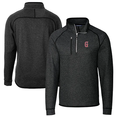 Men's Cutter & Buck Heather Charcoal Greenville Drive Big Tall Mainsail Sweater-Knit Half-Zip Pullover Jacket