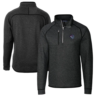 Men's Cutter & Buck Heather Charcoal Binghamton Rumble Ponies Big Tall Mainsail Sweater-Knit Half-Zip Pullover Jacket