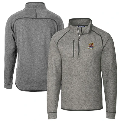 Men's Cutter & Buck Heather Gray Toledo Mud Hens Big Tall Mainsail Sweater-Knit Half-Zip Pullover Jacket