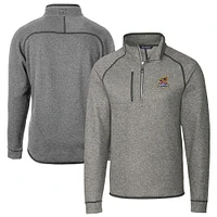 Men's Cutter & Buck Heather Gray Toledo Mud Hens Big Tall Mainsail Sweater-Knit Half-Zip Pullover Jacket