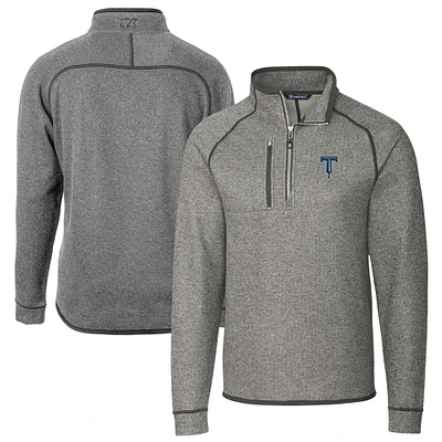 Men's Cutter & Buck Heather Gray Tulsa Drillers Big Tall Mainsail Sweater-Knit Half-Zip Pullover Jacket