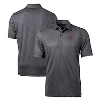 Men's Cutter & Buck Black Sacramento River Cats Big & Tall Pike Banner Print Stretch Polo