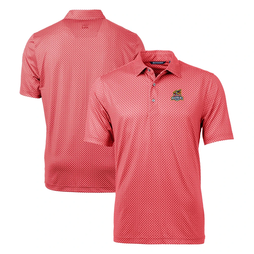 Men's Cutter & Buck Red Toledo Mud Hens Big Tall Pike Banner Print Stretch Polo