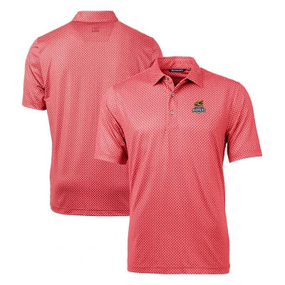 Men's Cutter & Buck Red Toledo Mud Hens Big Tall Pike Banner Print Stretch Polo