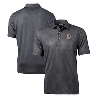 Men's Cutter & Buck Black Durham Bulls Big & Tall Pike Banner Print Stretch Polo