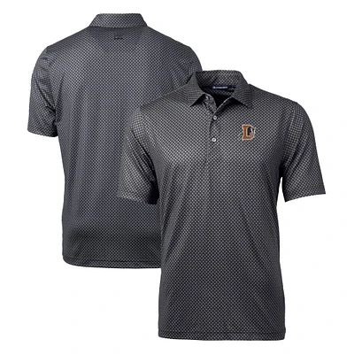 Men's Cutter & Buck Black Durham Bulls Big & Tall Pike Banner Print Stretch Polo
