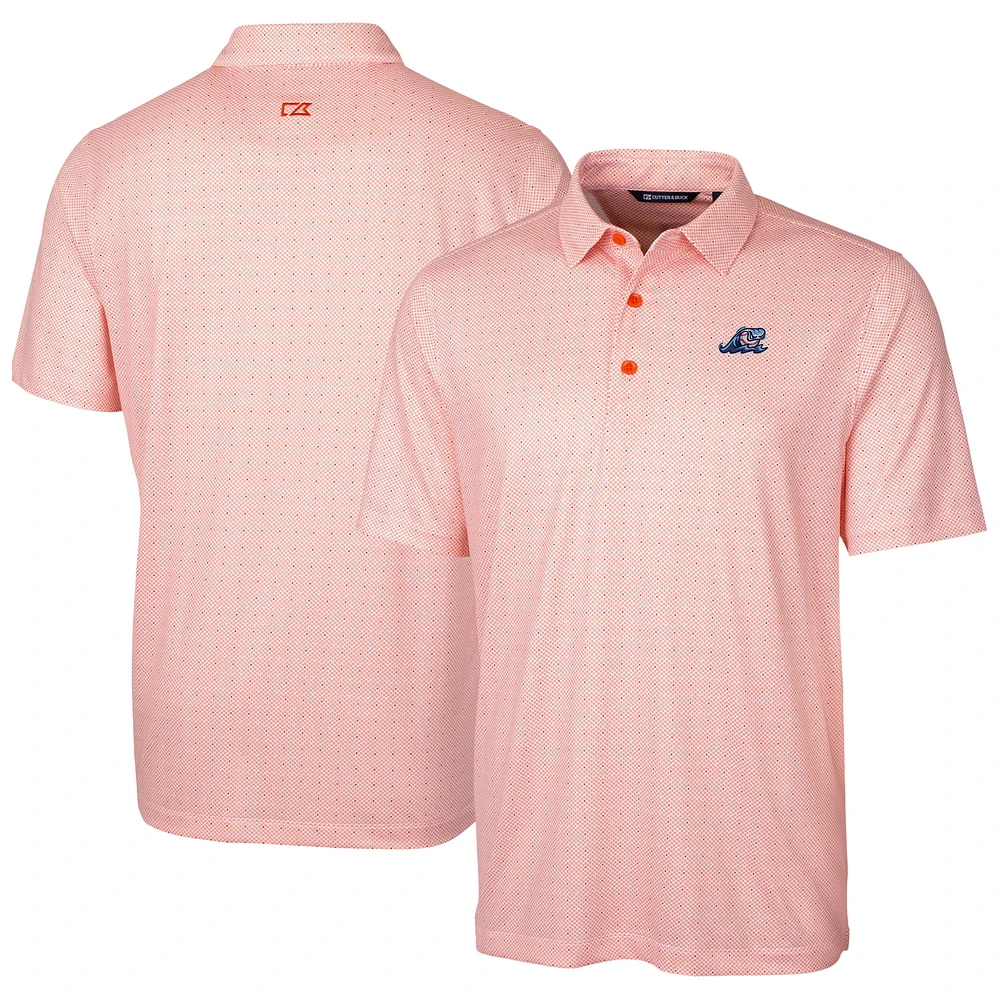 Men's Cutter & Buck Orange West Michigan Whitecaps Big & Tall DryTec Pike Double Dot Print Stretch Polo