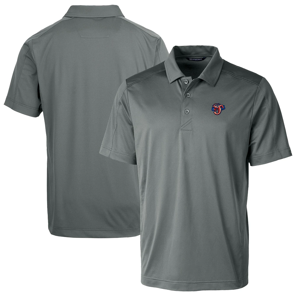 Men's Cutter & Buck Gray Jacksonville Jumbo Shrimp Big Tall Prospect Textured Stretch Polo
