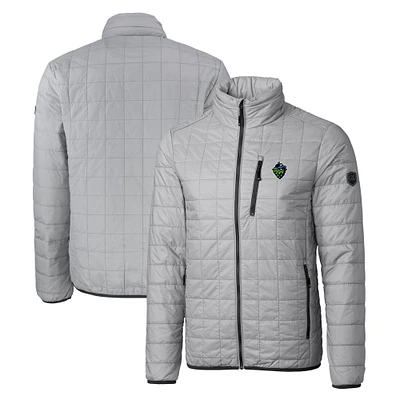 Men's Cutter & Buck Gray Hillsboro Hops Rainier PrimaLoft Big Tall Eco Insulated Full-Zip Puffer Jacket