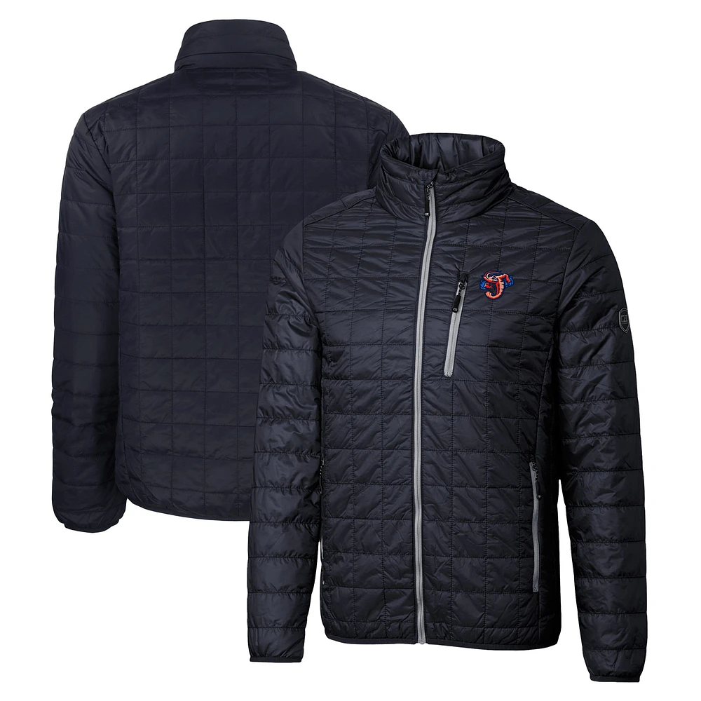 Men's Cutter & Buck Navy Jacksonville Jumbo Shrimp Rainier PrimaLoft Big Tall Eco Insulated Full-Zip Puffer Jacket