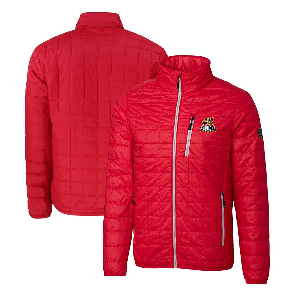 Men's Cutter & Buck Red Toledo Mud Hens Rainier PrimaLoft Big Tall Eco Insulated Full-Zip Puffer Jacket