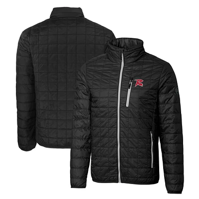 Men's Cutter & Buck Black Richmond Flying Squirrels Rainier PrimaLoft Big Tall Eco Insulated Full-Zip Puffer Jacket