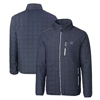 Men's Cutter & Buck Heather Navy West Michigan Whitecaps Rainier PrimaLoft Big Tall Eco Insulated Full-Zip Puffer Jacket