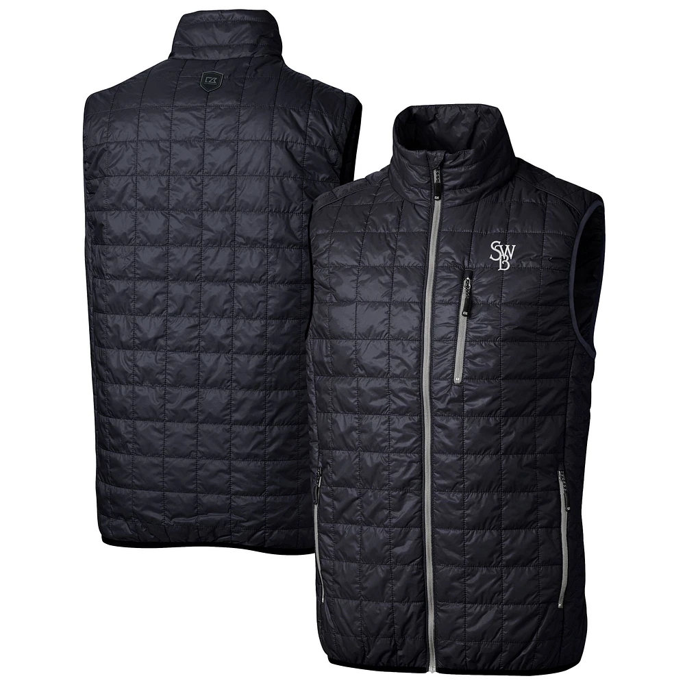 Men's Cutter & Buck Navy Scranton Wilkes-Barre RailRiders Rainier PrimaLoft Big Tall Eco Insulated Full-Zip Puffer Vest