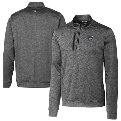 Men's Cutter & Buck  Gray Reading Fightin Phils Big Tall Stealth Heathered Quarter-Zip Pullover Top