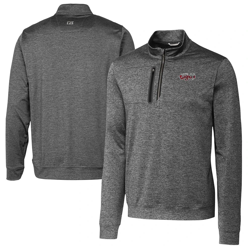 Men's Cutter & Buck Gray Lansing Lugnuts Big Tall Stealth Heathered Quarter-Zip Pullover Top