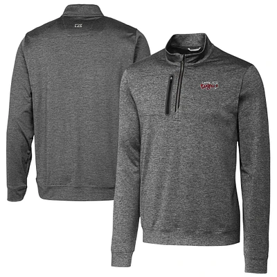 Men's Cutter & Buck  Gray Lansing Lugnuts Big Tall Stealth Heathered Quarter-Zip Pullover Top