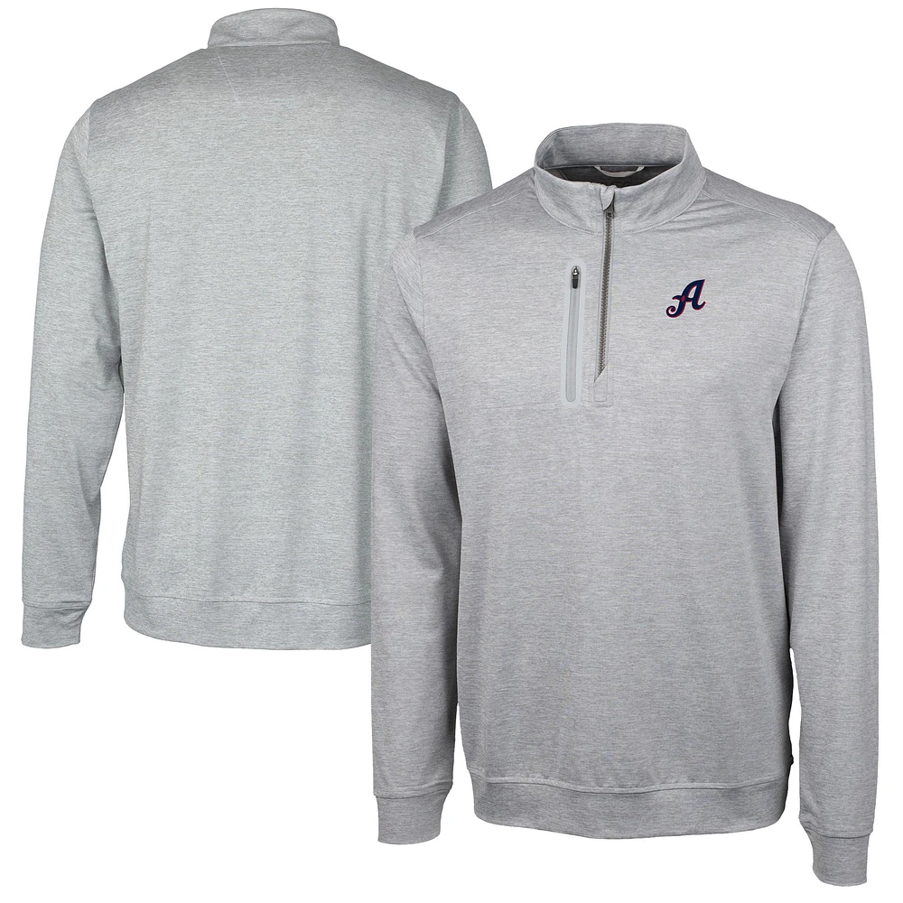 Men's Cutter & Buck Gray Reno Aces Big Tall Stealth Heathered Quarter-Zip Pullover Top