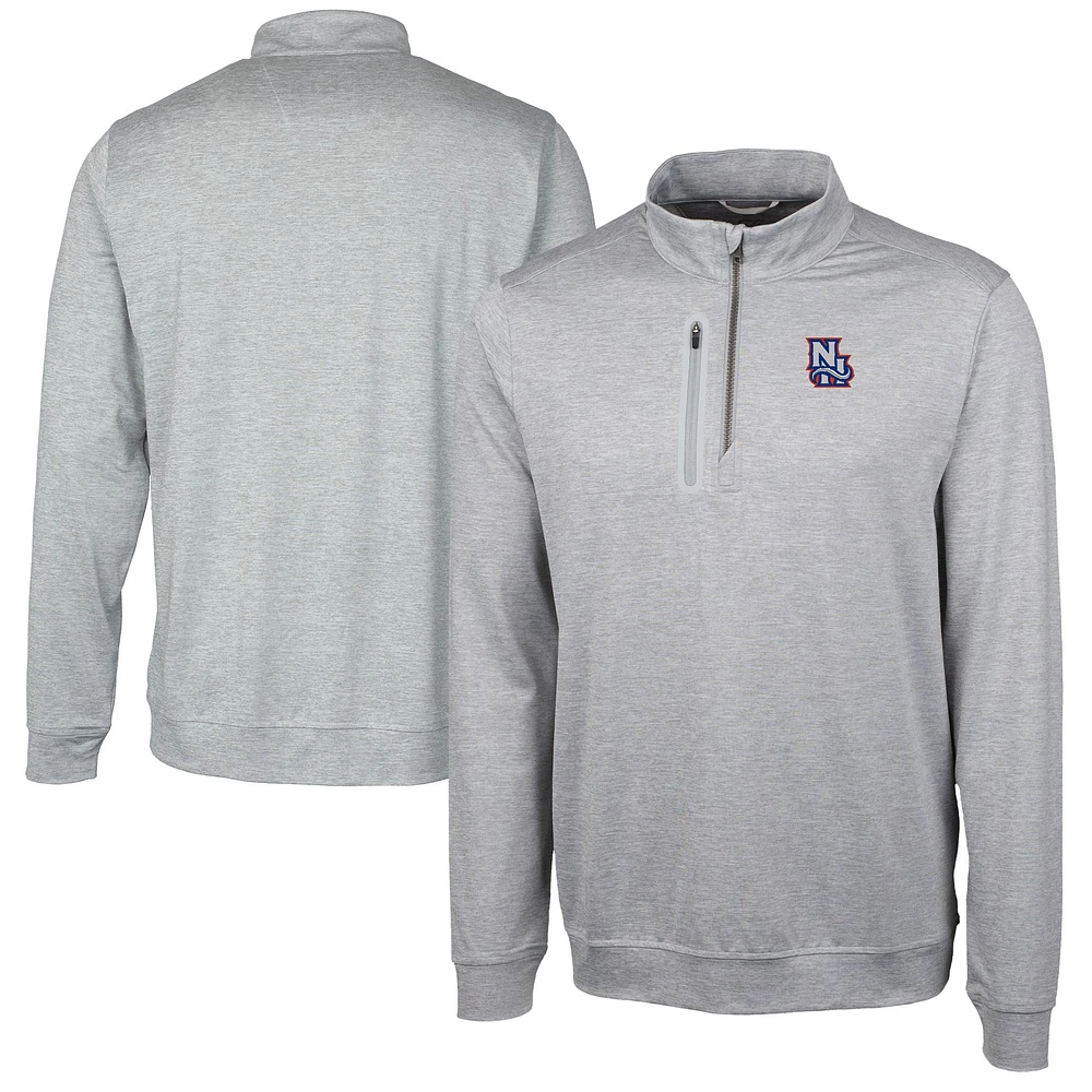 Men's Cutter & Buck Gray New Hampshire Fisher Cats Big Tall Stealth Heathered Quarter-Zip Pullover Top