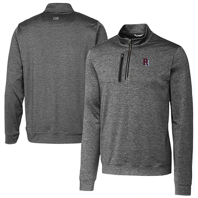 Men's Cutter & Buck  Gray Round Rock Express Big Tall Stealth Heathered Quarter-Zip Pullover Top