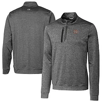 Men's Cutter & Buck Gray Norfolk Tides Big Tall Stealth Heathered Quarter-Zip Pullover Top