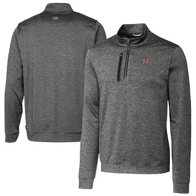 Men's Cutter & Buck Gray Norfolk Tides Big Tall Stealth Heathered Quarter-Zip Pullover Top