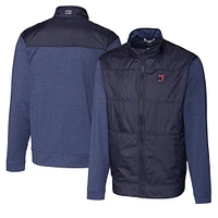Men's Cutter & Buck Navy Jacksonville Jumbo Shrimp Big Tall Stealth Hybrid Quilted Full-Zip Windbreaker Jacket