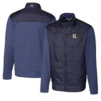 Men's Cutter & Buck Navy Frisco RoughRiders Big Tall Stealth Hybrid Quilted Full-Zip Windbreaker Jacket