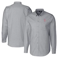 Men's Cutter & Buck  Charcoal Birmingham Barons Big Tall Oxford Stretch Long Sleeve Button-Down Dress Shirt