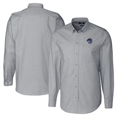 Men's Cutter & Buck  Charcoal Binghamton Rumble Ponies Big Tall Oxford Stretch Long Sleeve Button-Down Dress Shirt