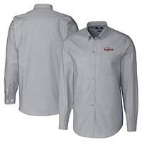 Men's Cutter & Buck  Charcoal Lansing Lugnuts Big Tall Oxford Stretch Long Sleeve Button-Down Dress Shirt
