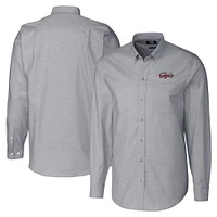 Men's Cutter & Buck  Charcoal Lansing Lugnuts Big Tall Oxford Stretch Long Sleeve Button-Down Dress Shirt