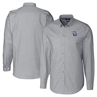 Men's Cutter & Buck  Charcoal New Hampshire Fisher Cats Big Tall Oxford Stretch Long Sleeve Button-Down Dress Shirt