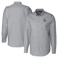 Men's Cutter & Buck  Charcoal New Hampshire Fisher Cats Big Tall Oxford Stretch Long Sleeve Button-Down Dress Shirt