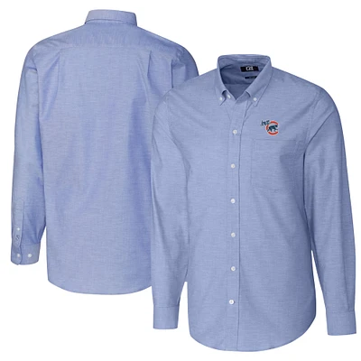 Men's Cutter & Buck  Blue Iowa Cubs Big Tall Oxford Stretch Long Sleeve Button-Down Dress Shirt