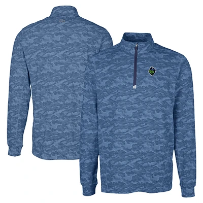 Men's Cutter & Buck  Navy Hillsboro Hops Big Tall Traverse Camo Print Stretch Quarter-Zip Pullover Top
