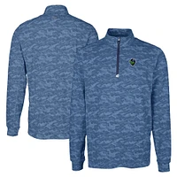 Men's Cutter & Buck  Navy Hillsboro Hops Big Tall Traverse Camo Print Stretch Quarter-Zip Pullover Top