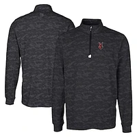 Men's Cutter & Buck  Black Indianapolis Indians Big Tall Traverse Camo Print Stretch Quarter-Zip Pullover Top