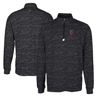 Men's Cutter & Buck  Black Indianapolis Indians Big Tall Traverse Camo Print Stretch Quarter-Zip Pullover Top