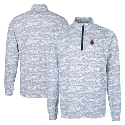 Men's Cutter & Buck  Charcoal Indianapolis Indians Big Tall Traverse Camo Print Stretch Quarter-Zip Pullover Top